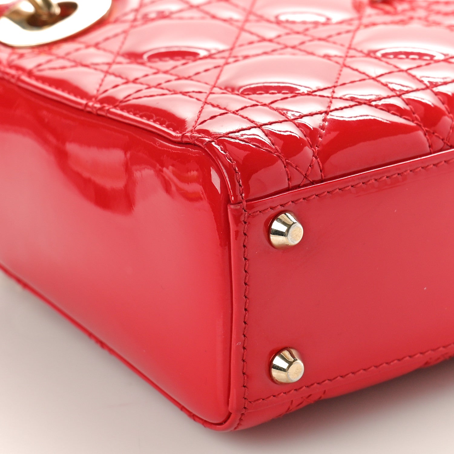 Christian Dior Patent Cannage Mini Lady Dior Red 8 of 10