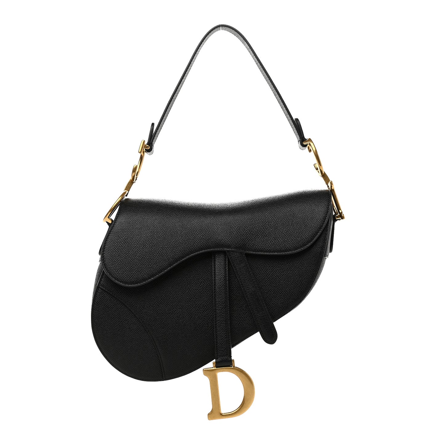 Grained Calfskin Saddle Bag Black