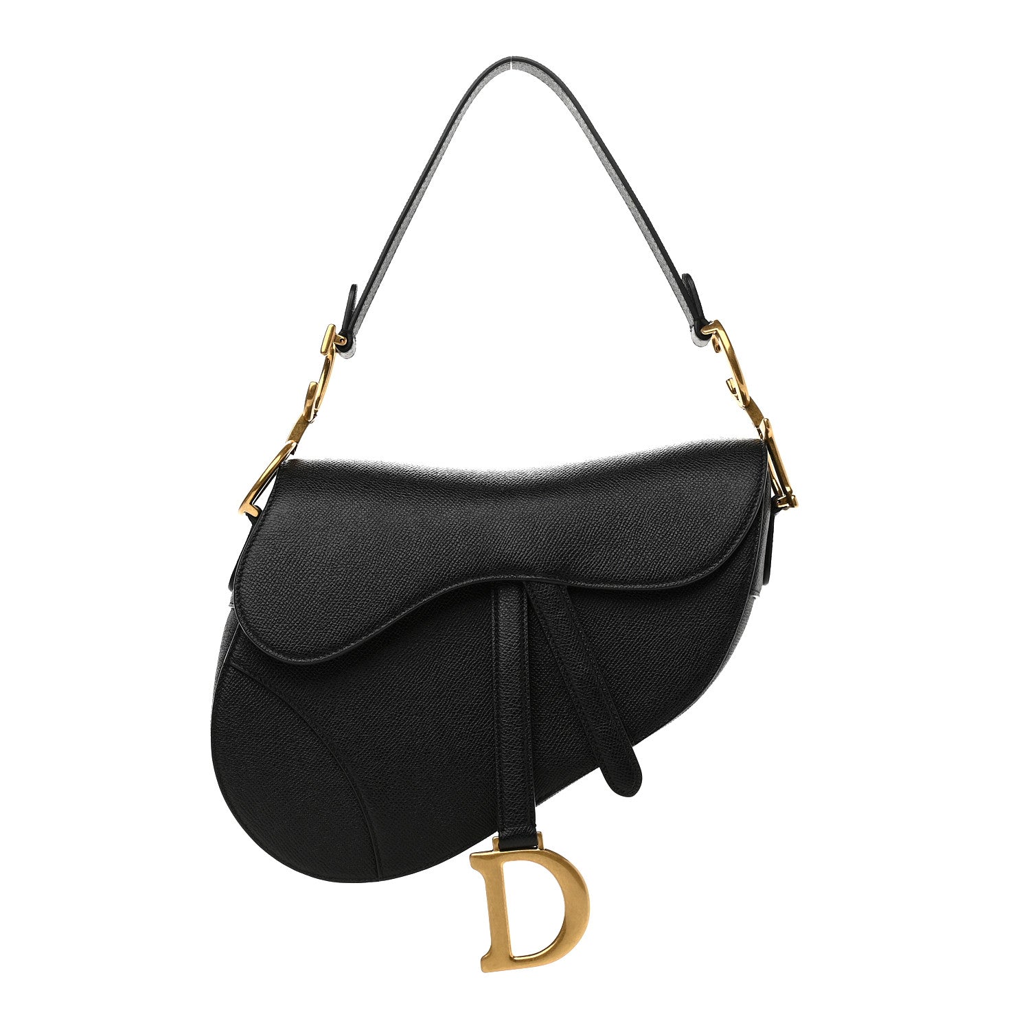 Christian Dior Grained Calfskin Saddle Bag Black 1 of 9