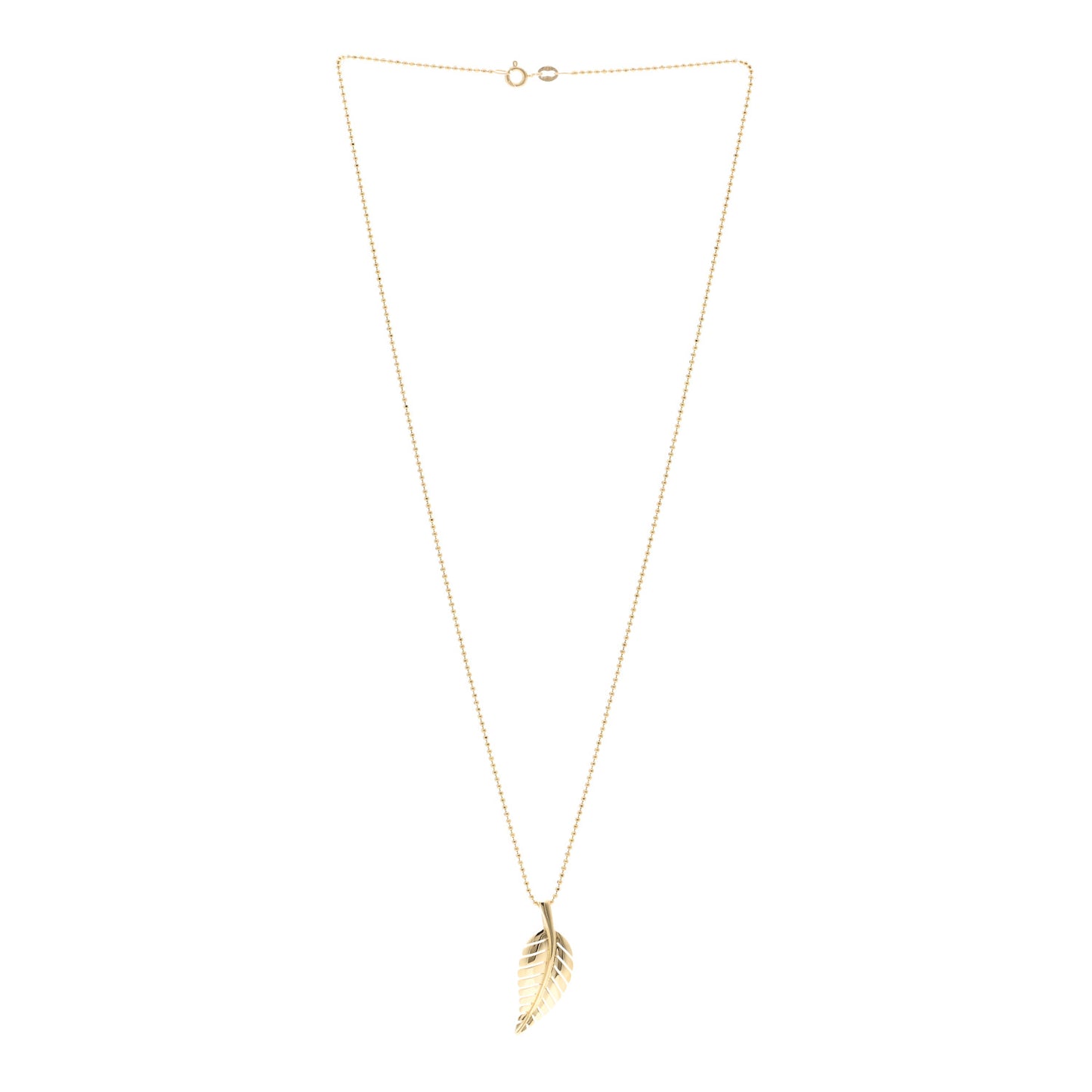 18K Yellow Gold Small Leaf Necklace