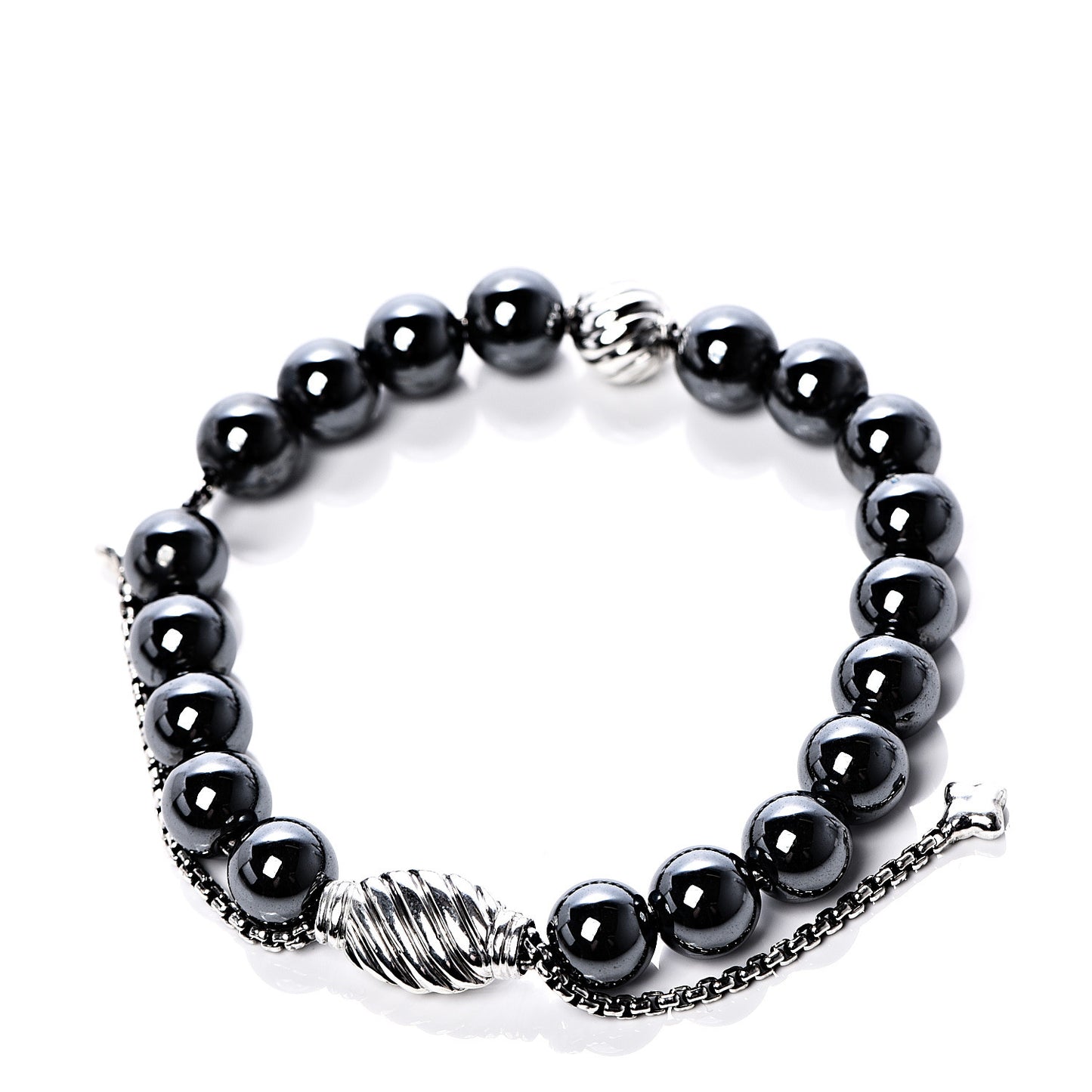 Sterling Silver Hematite 8mm Spiritual Beads Station Bracelet