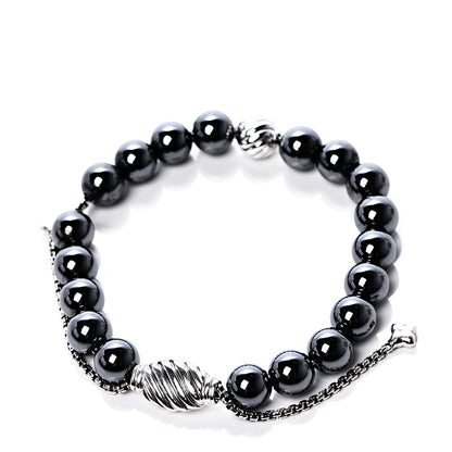 David Yurman Sterling Silver Hematite 8mm Spiritual Beads Station Bracelet 3 of 4