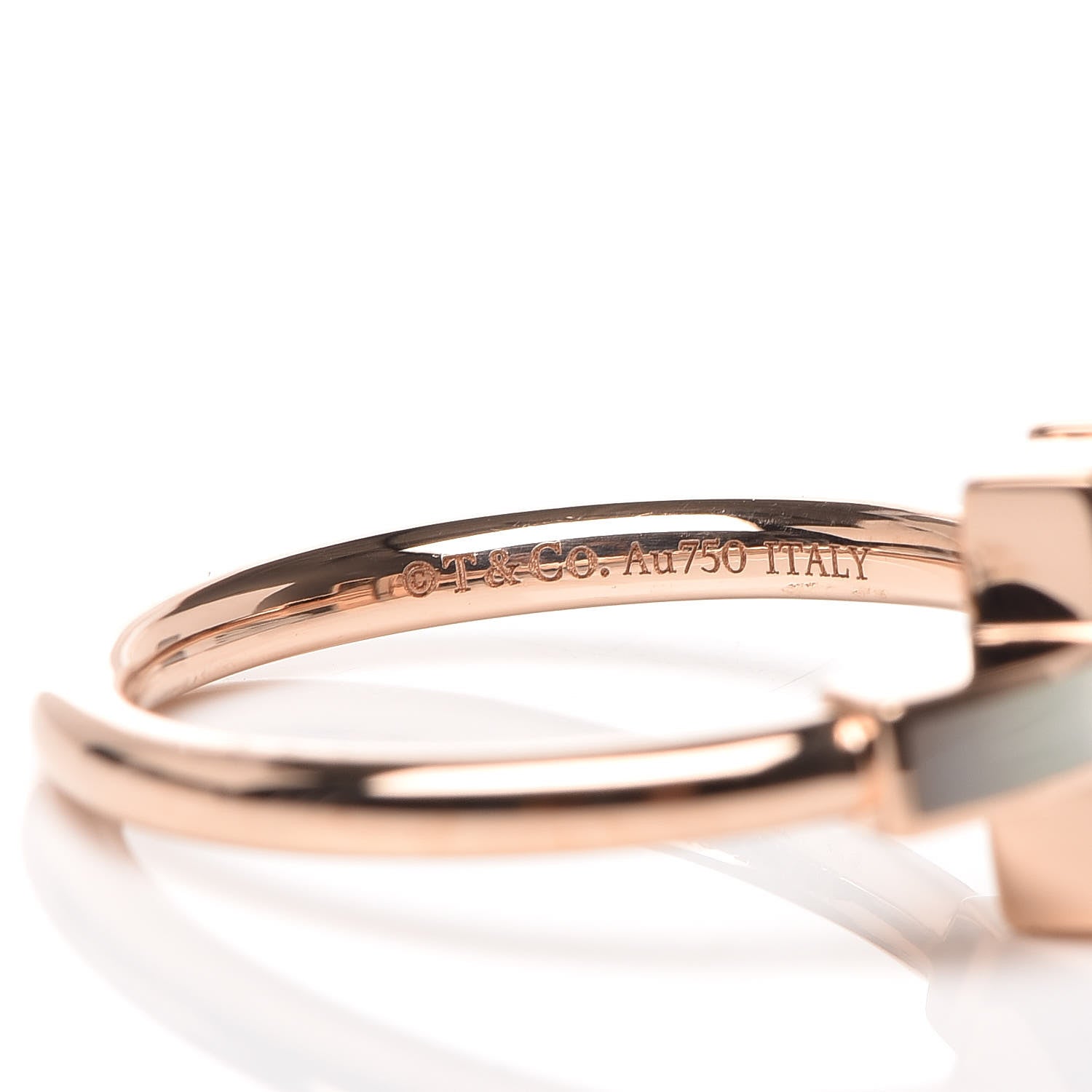 Tiffany 18K Rose Gold Mother of Pearl T Wire Ring 52 6 4 of 6
