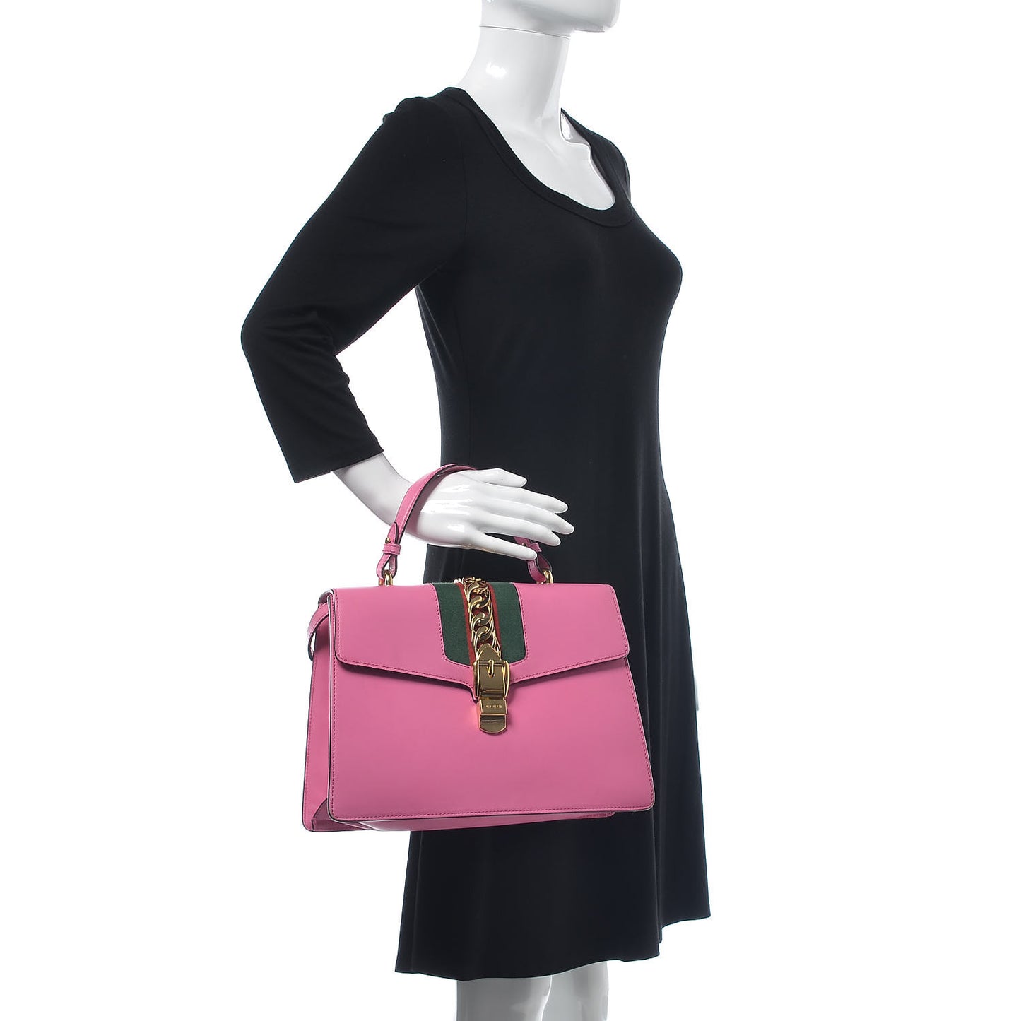 Vitello Fontanella Web Medium Sylvie Top Handle Bag Pink Tropical Flower