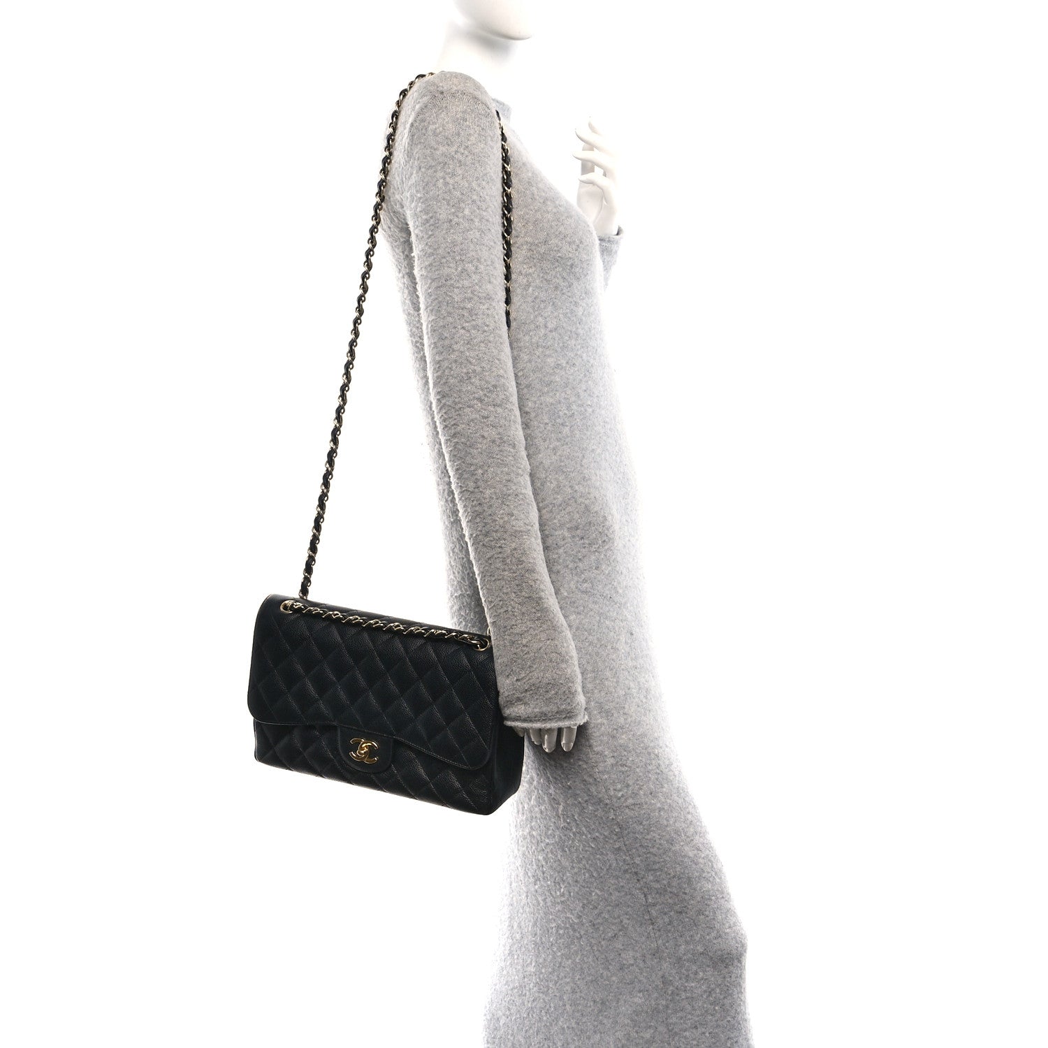 Chanel Caviar Quilted Jumbo Double Flap Black 2 of 10