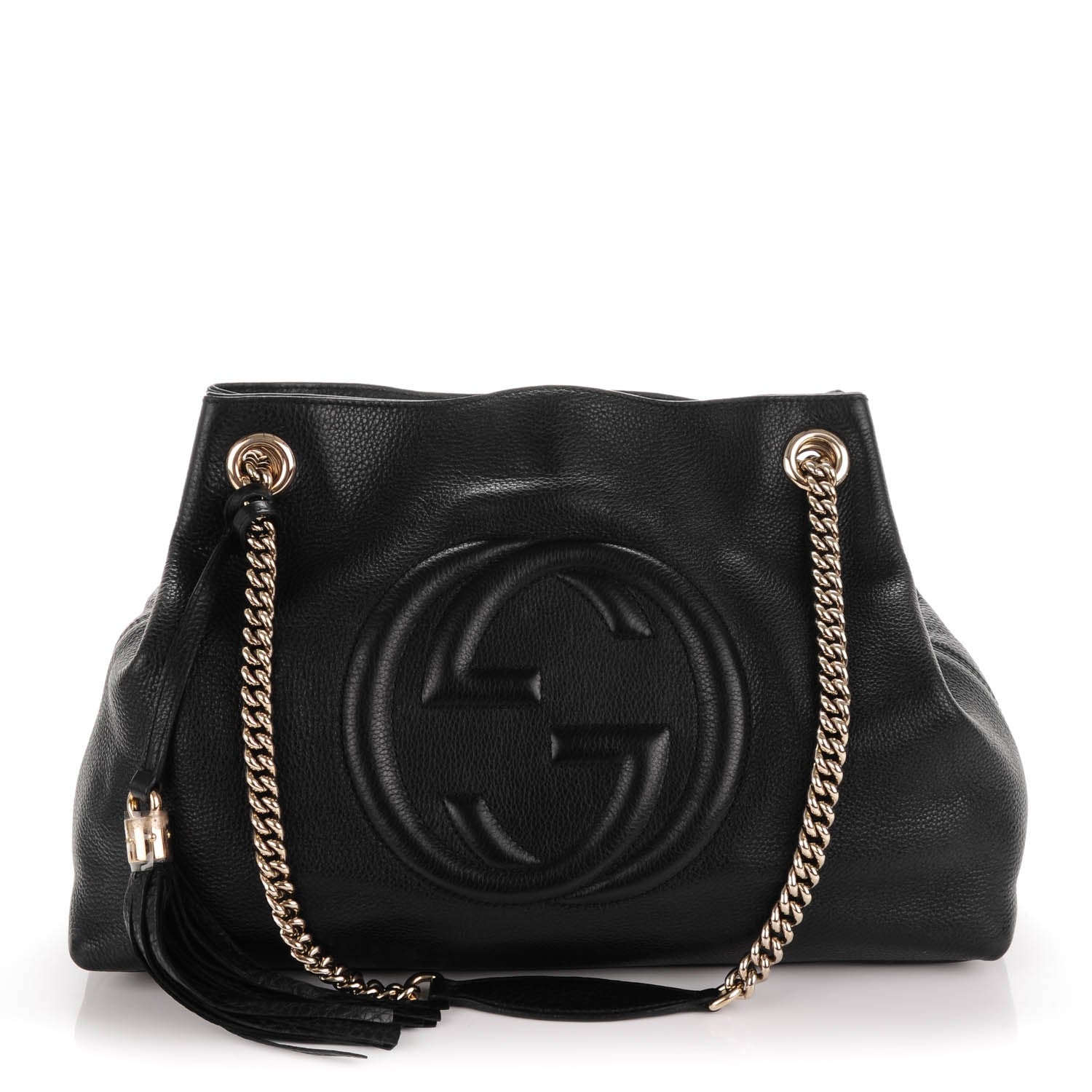 Gucci Pebbled Calfskin Medium Soho Chain Shoulder Bag Black 1 of 7