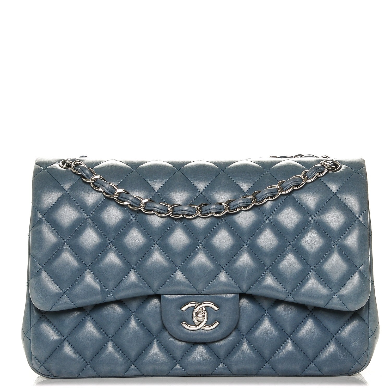 Chanel Lambskin Quilted Jumbo Double Flap Blue 1 of 7