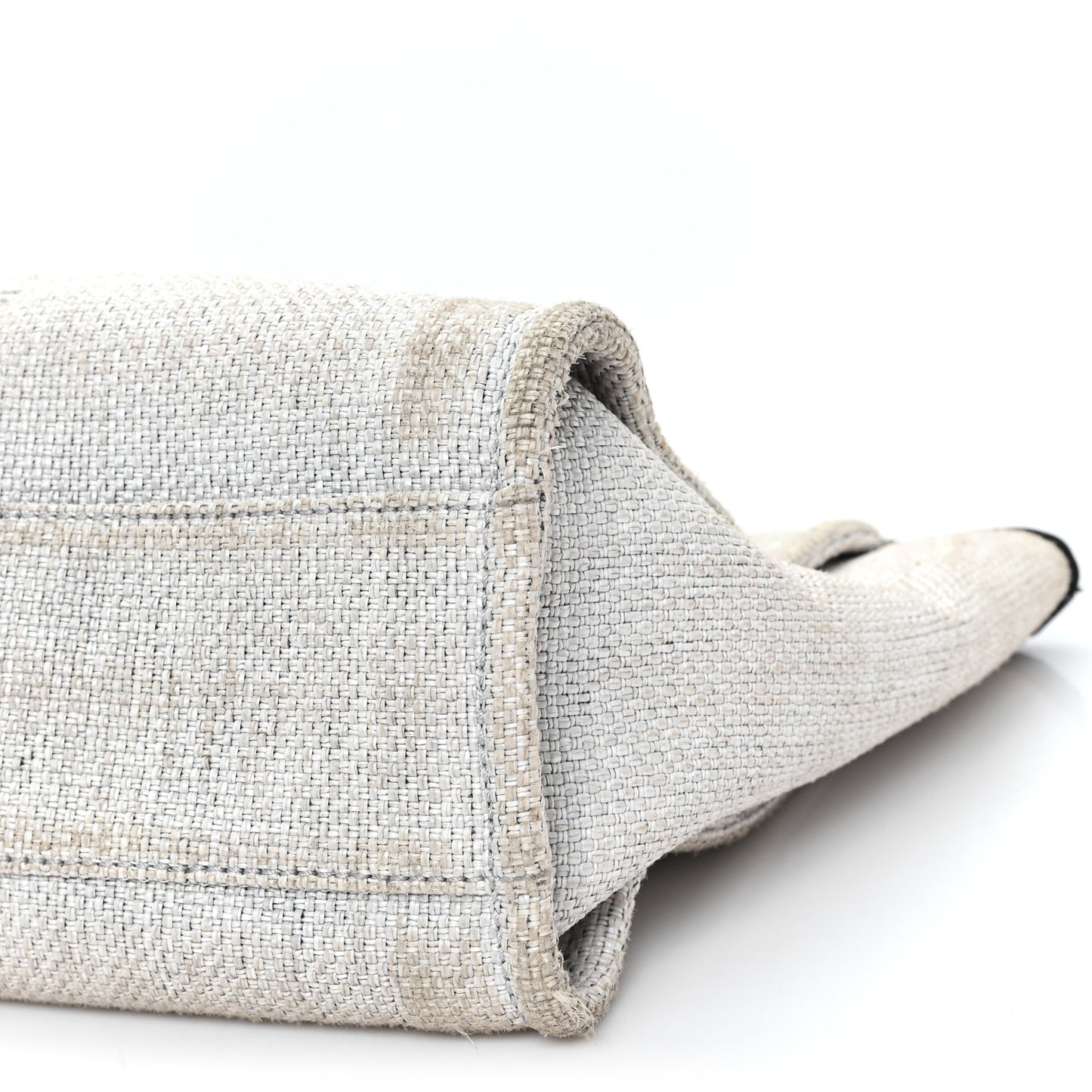 Woven Straw Raffia Small Deauville Tote Grey