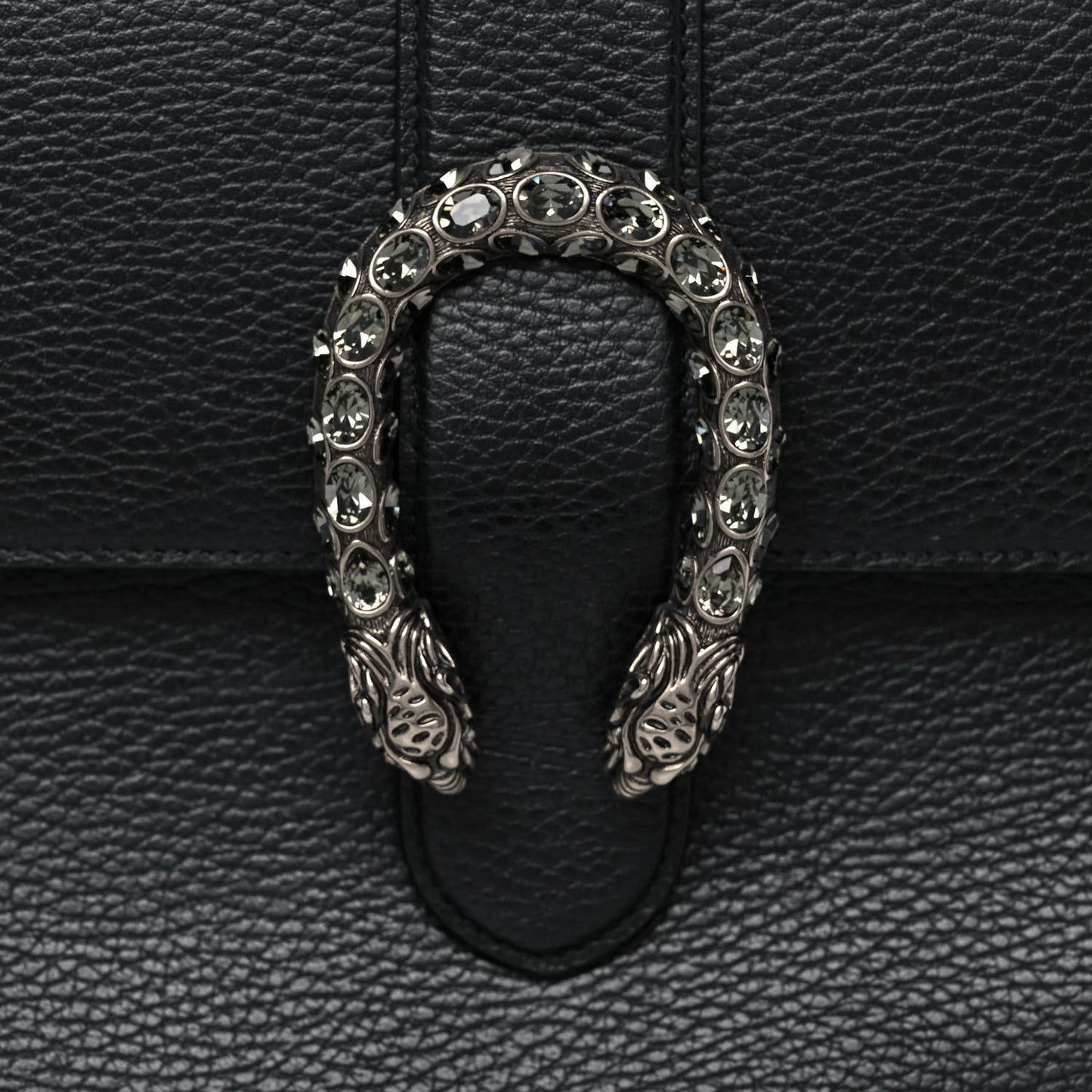 Dollar Calfskin Crystal Web Medium Dionysus Bamboo Top Handle Bag Black Black Diamond