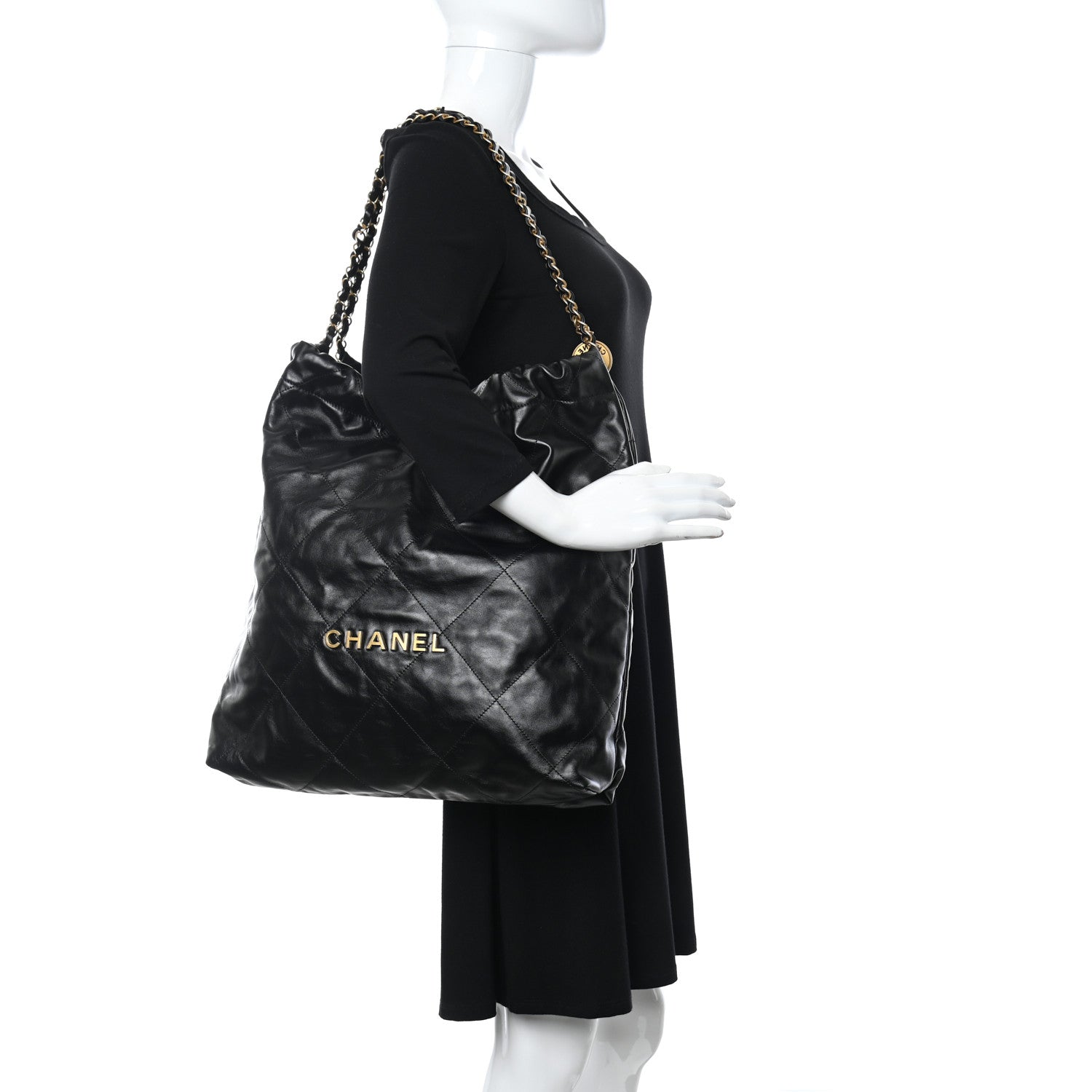 Chanel Shiny Calfskin Quilted Chanel 22 Black 2 of 10