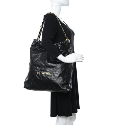 Chanel Shiny Calfskin Quilted Chanel 22 Black 2 of 10
