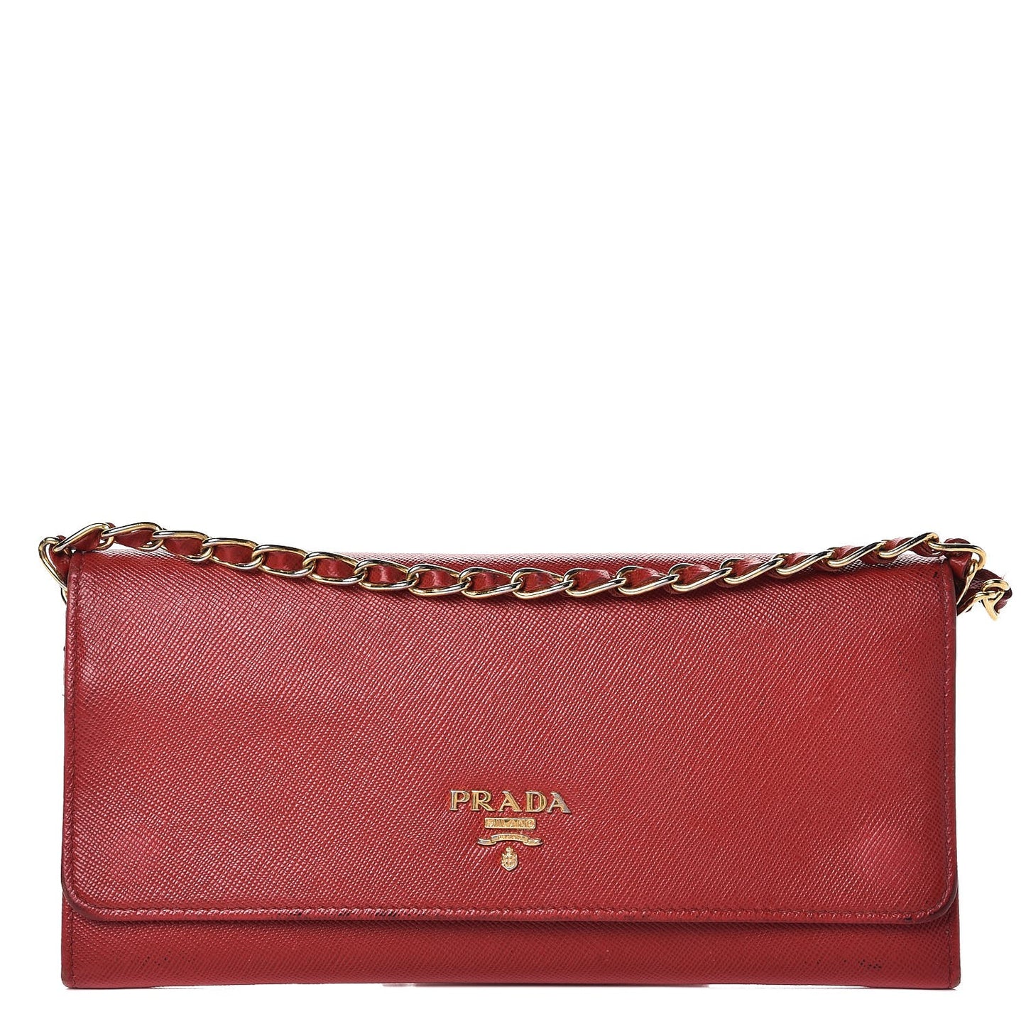Saffiano Metal Oro Chain Wallet Fuoco