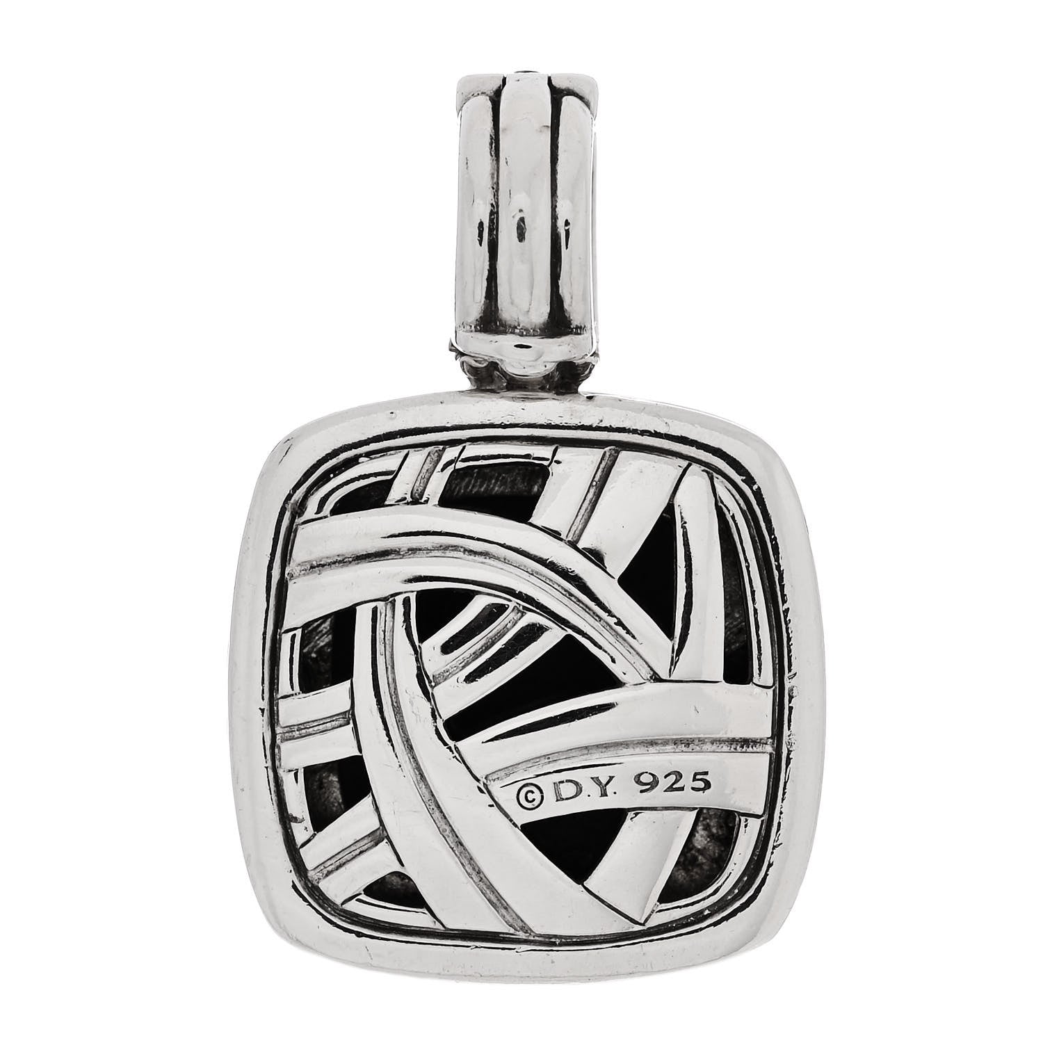 David Yurman Sterling Silver Diamond Black Orchid 14mm Albion Enhancer Pendant 3 of 4