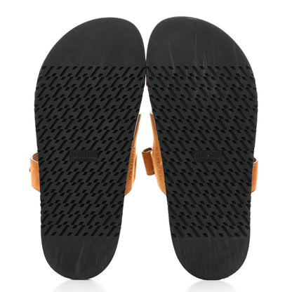 Hermes Suede Goatskin Womens Chypre Sandals 38 Naturel 5 of 9