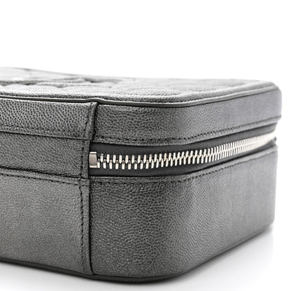 Chanel Metallic Caviar Quilted Medium CC Filigree Vanity Case Dark Silver 10 of 11