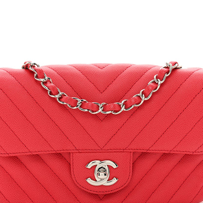 Chanel Caviar Chevron Quilted Mini Rectangular Flap Red 5 of 10