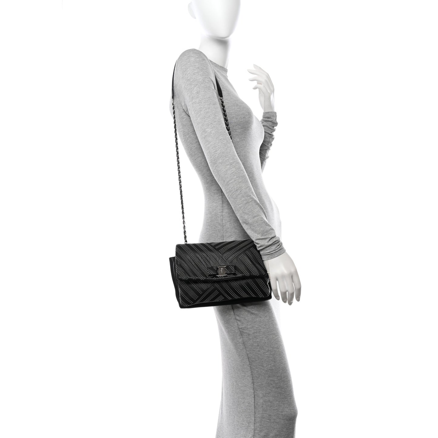 Calfskin Studded Gelly Bag Black