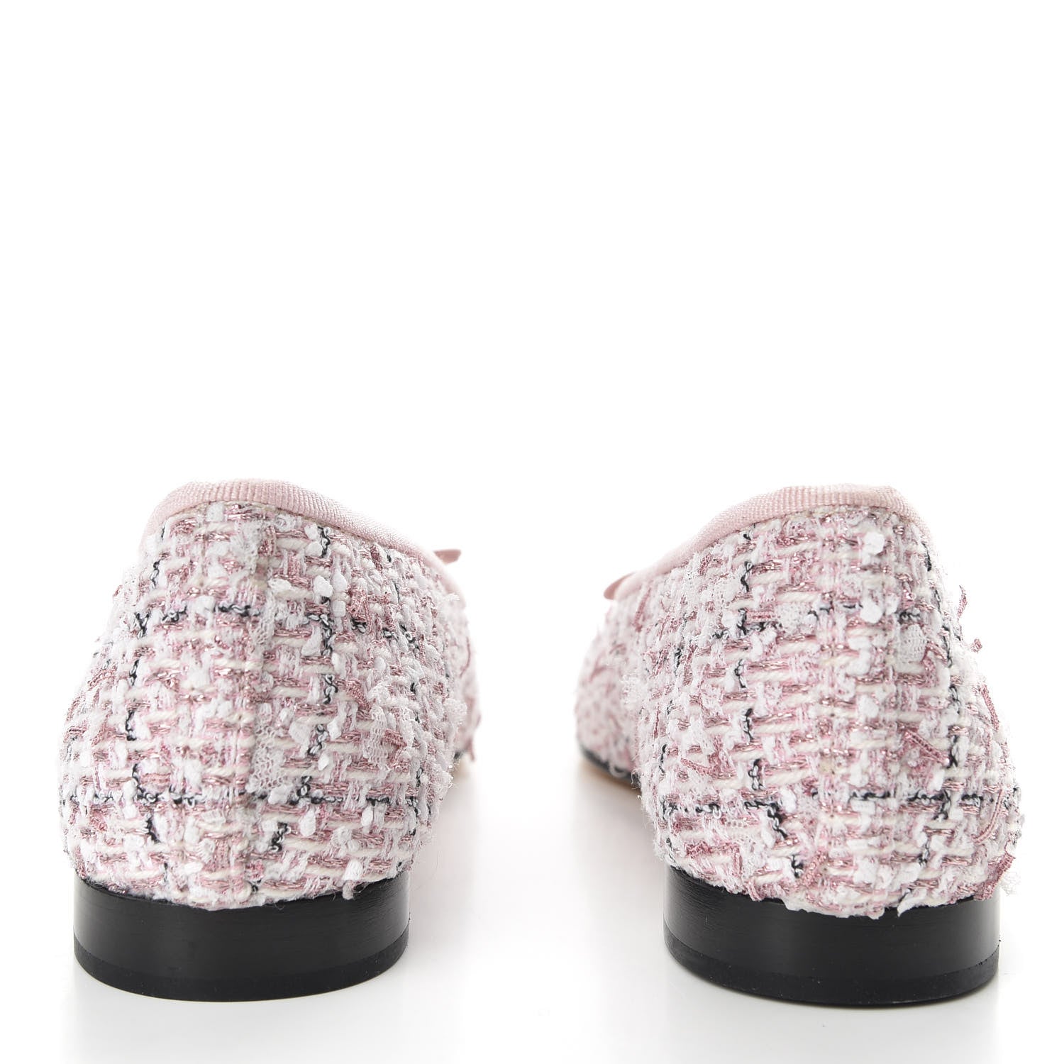 Chanel Tweed Cap Toe Ballerina Flats 37.5 Pink Black 6 of 10