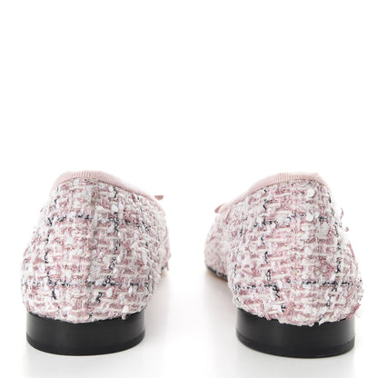 Chanel Tweed Cap Toe Ballerina Flats 37.5 Pink Black 6 of 10
