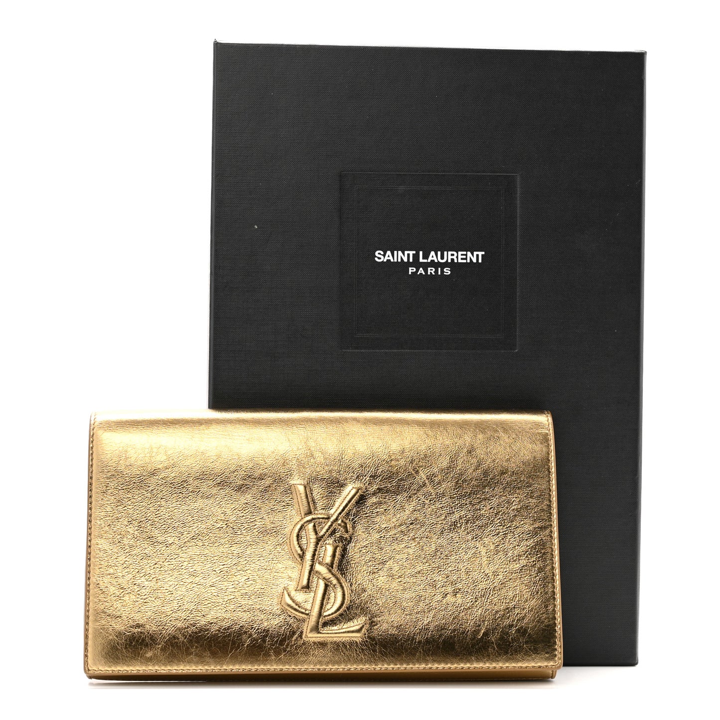 Metallic Calfskin Monogram Large Belle De Jour Clutch Gold