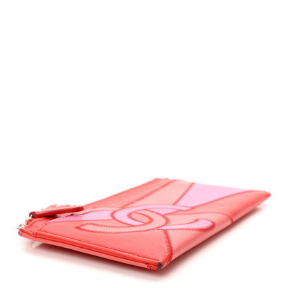 Chanel Lambskin Patchwork CC Tassel Zip Pouch Red Pink 4 of 12