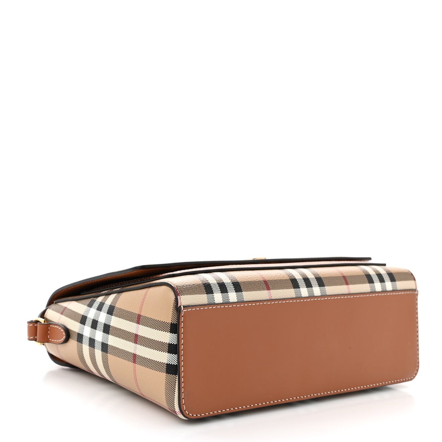Coated Canvas Calfskin Vintage Check Medium Note Crossbody Bag Briar Brown