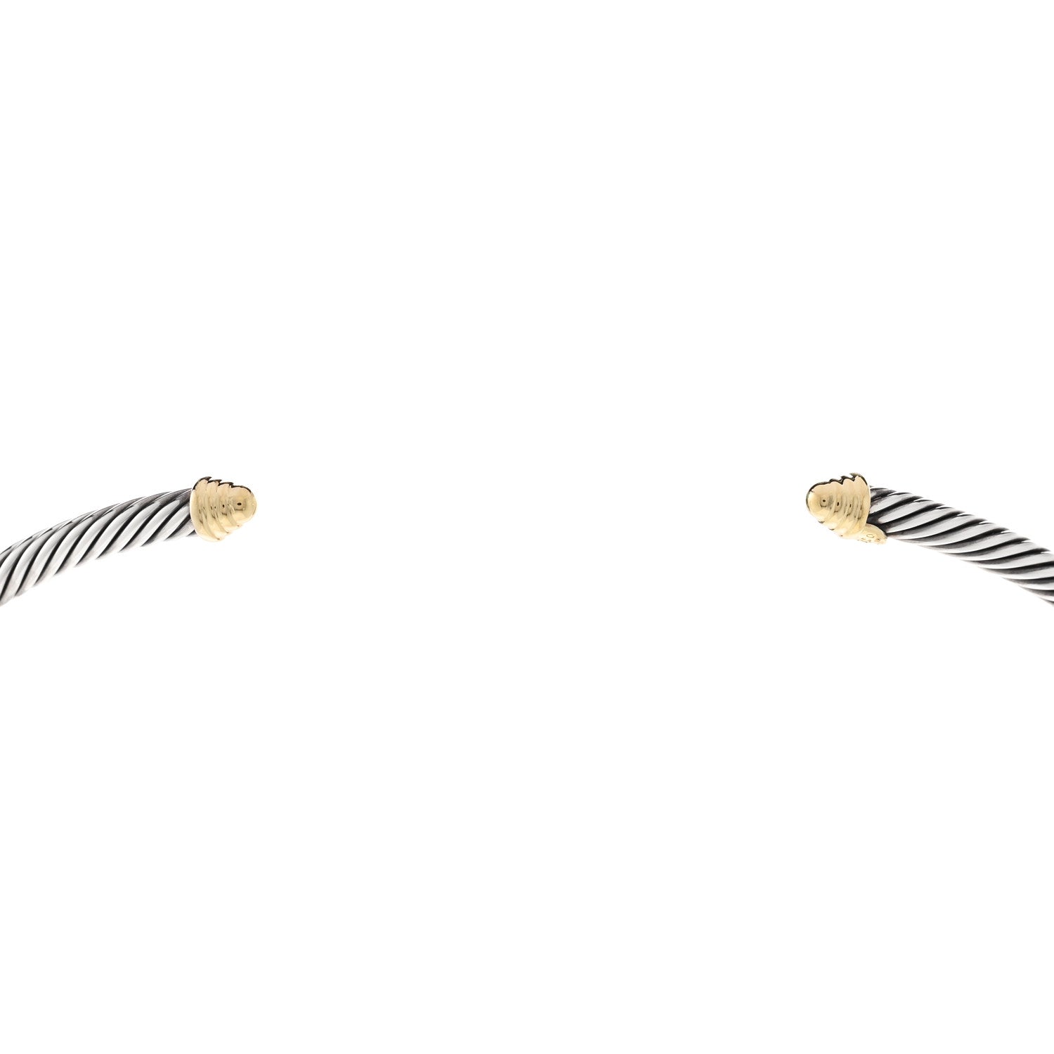 David Yurman Sterling Silver 18K Yellow Gold 4mm Cable Choker Necklace 3 of 4