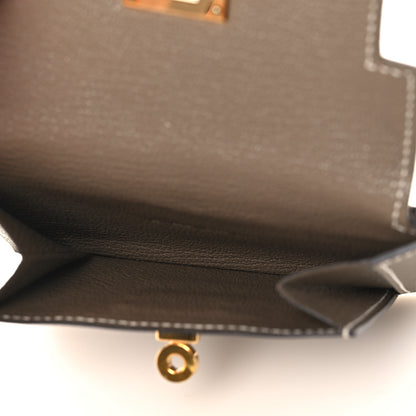 Hermes Chevre Chandra Kelly Pocket Compact Wallet Etoupe 5 of 9
