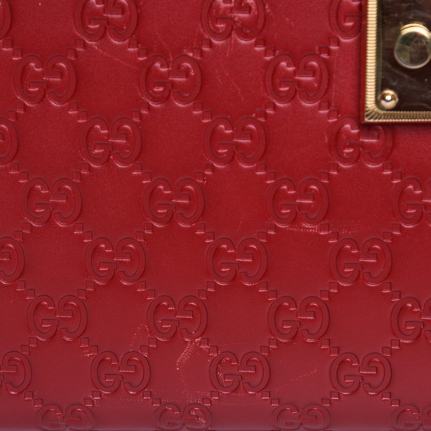 Guccissima Signature Medium Padlock Top Handle Bag Hibiscus Red
