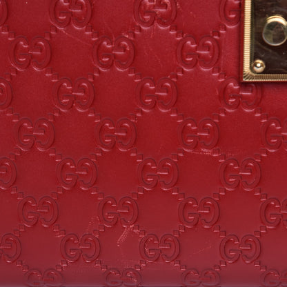 Gucci Guccissima Signature Medium Padlock Top Handle Bag Hibiscus Red 15 of 18