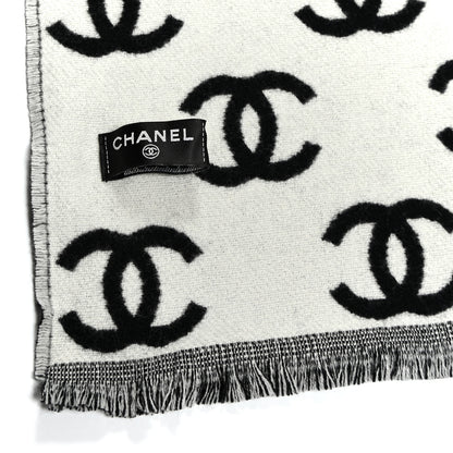 Chanel Cashmere Edelweiss CC Scarf Black White Pink Black White 5 of 6