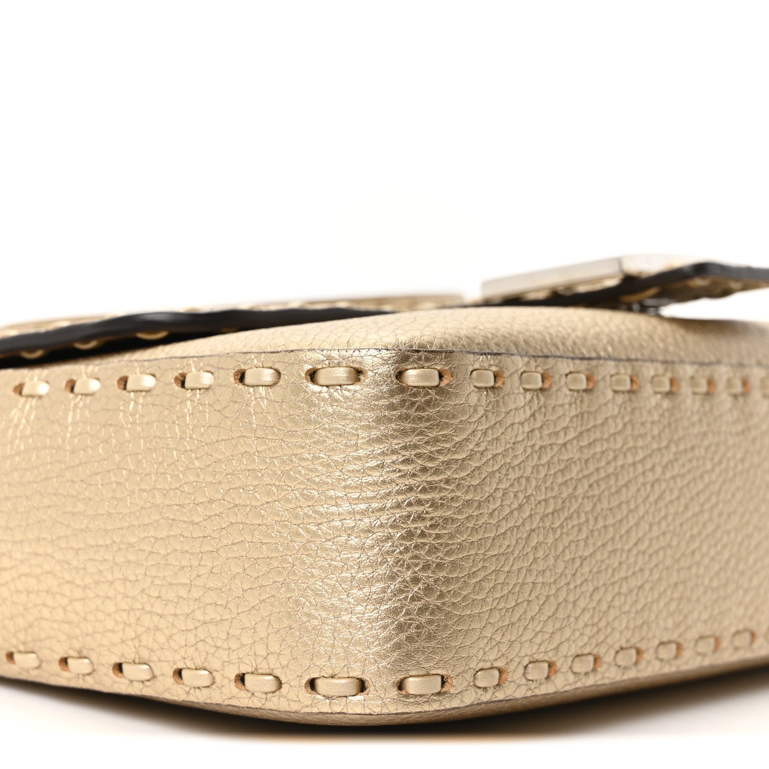 Fendi Cuoio Roma Sellerissima Nappa Sintetica Tape Stitch Baguette Platino 8 of 9