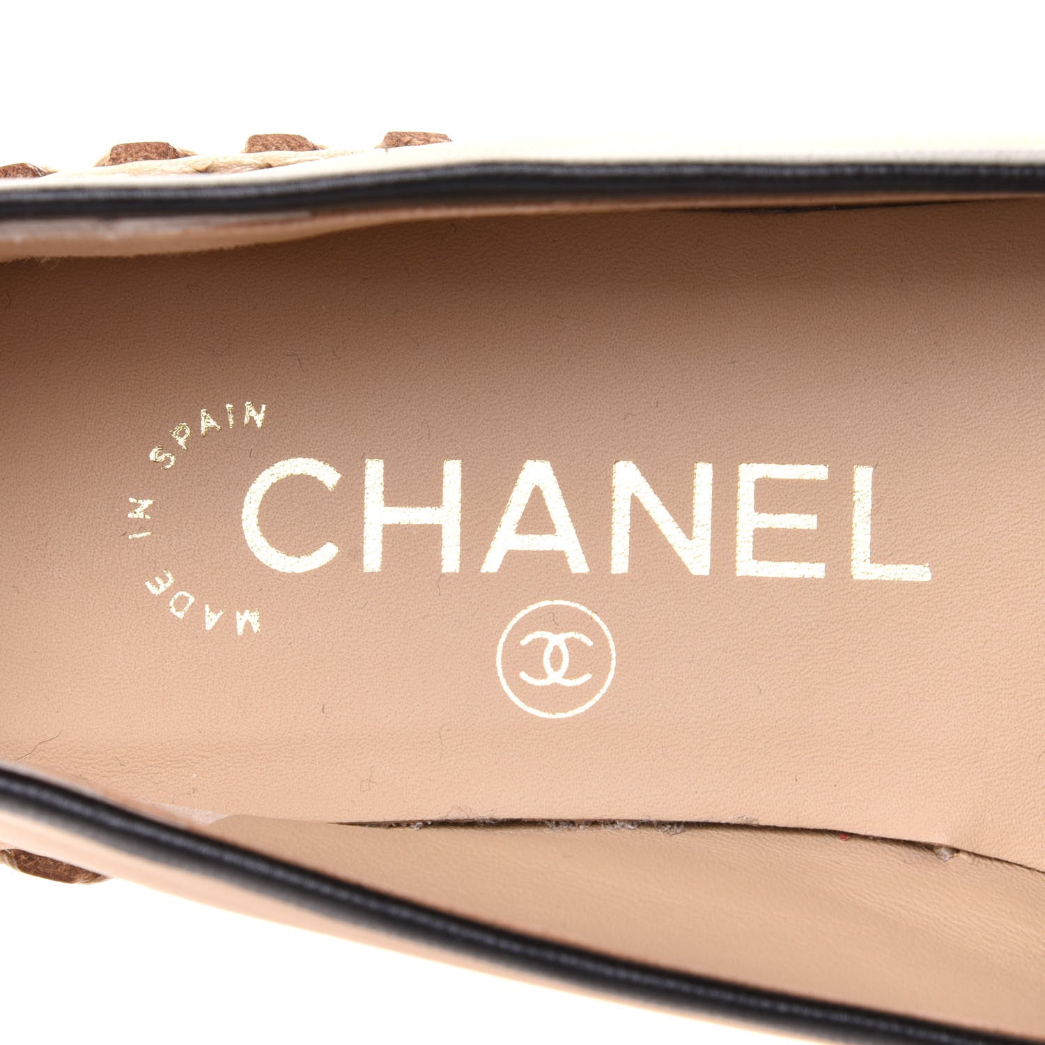 Chanel Lambskin Chain CC Mocassin Loafer Espadrilles 35.5 Beige Black 7 of 10