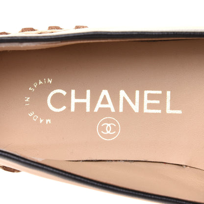 Chanel Lambskin Chain CC Mocassin Loafer Espadrilles 35.5 Beige Black 7 of 10