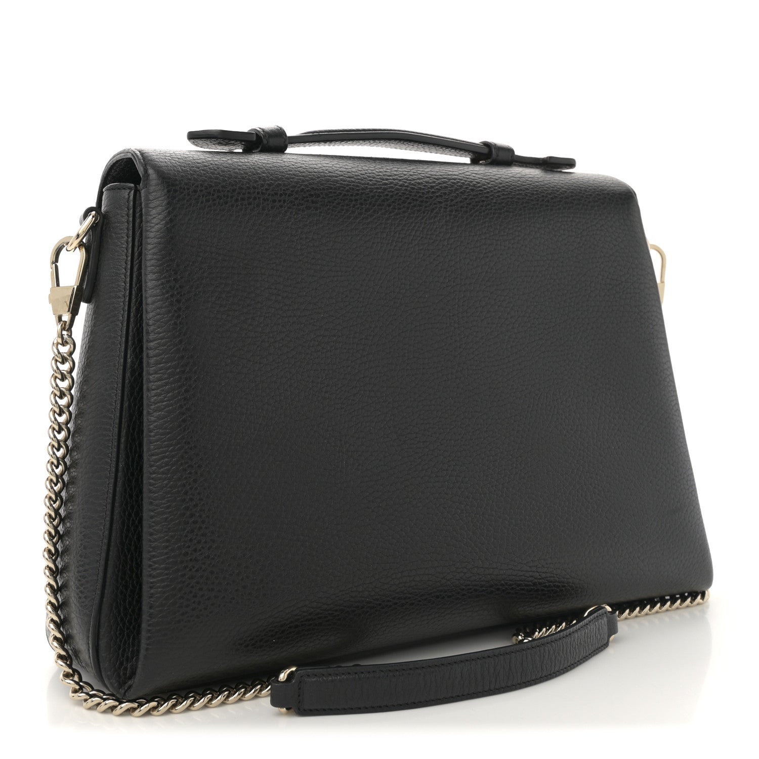 Gucci Dollar Calfskin Medium Interlocking G Top Handle Shoulder Bag Black 3 of 10