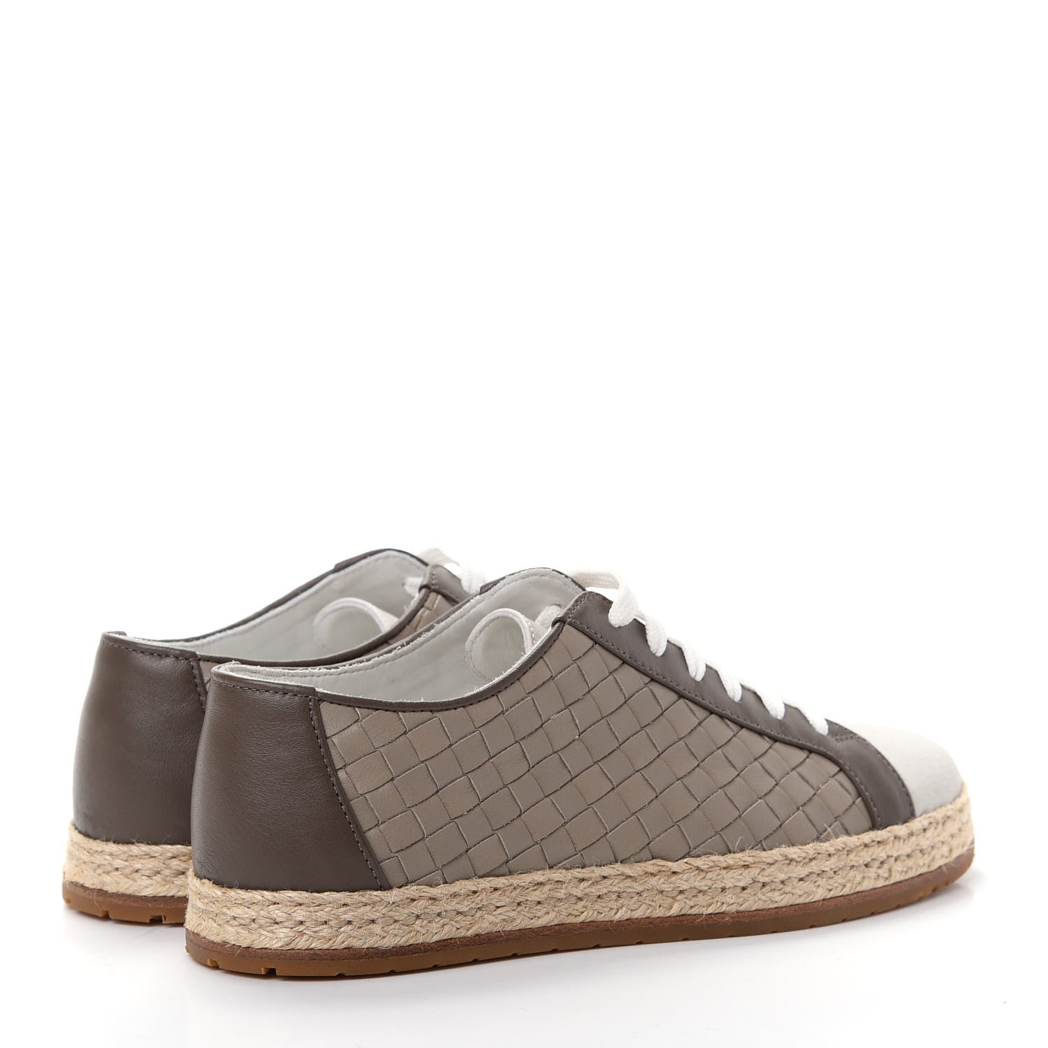 Bottega Veneta Nappa Intrecciato Espadrille Lace up Sneakers 35 Brown 4 of 11