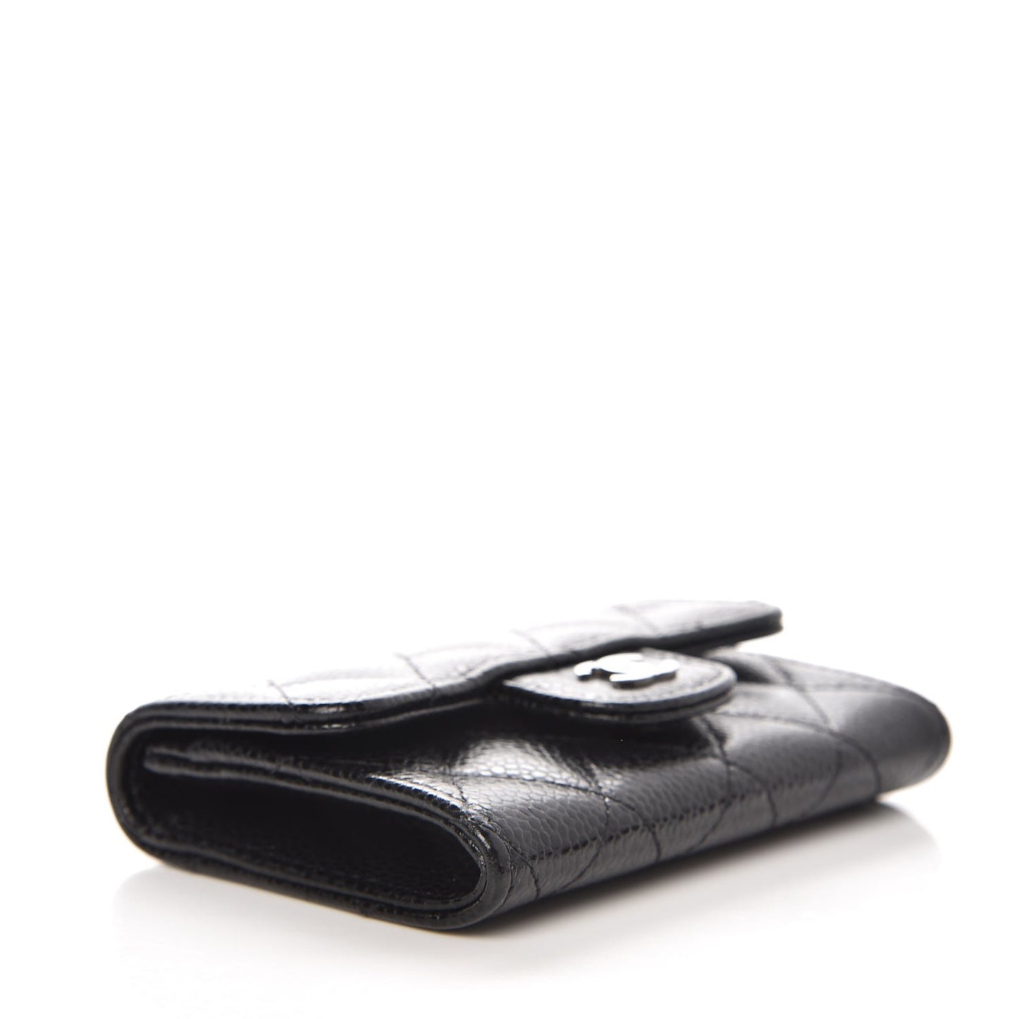 Caviar Quilted Flap Card Holder Black