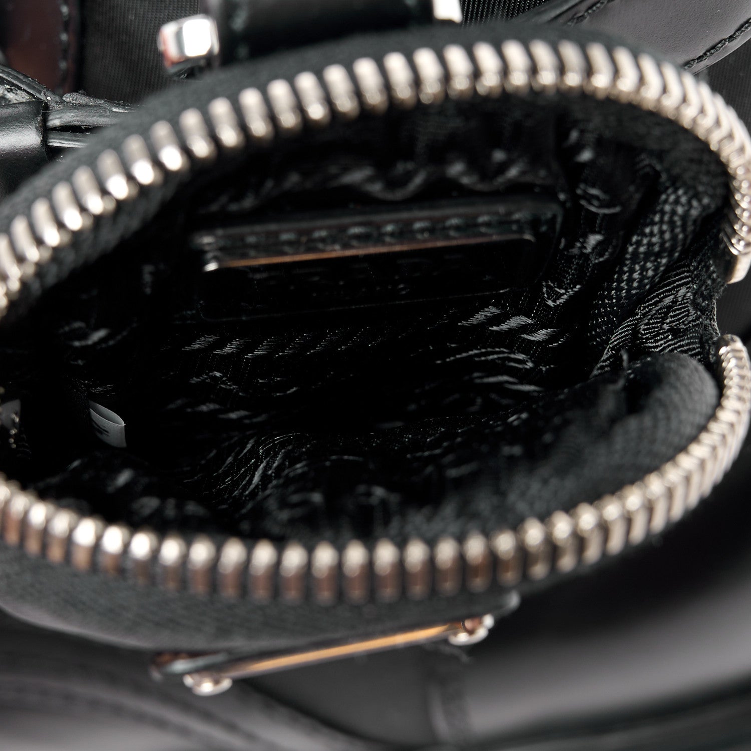 Prada Spazzolato Rois Nylon Metal Triangle Logo Monolith Pouch Pocket 55mm Boots 38.5 Black 7 of 11