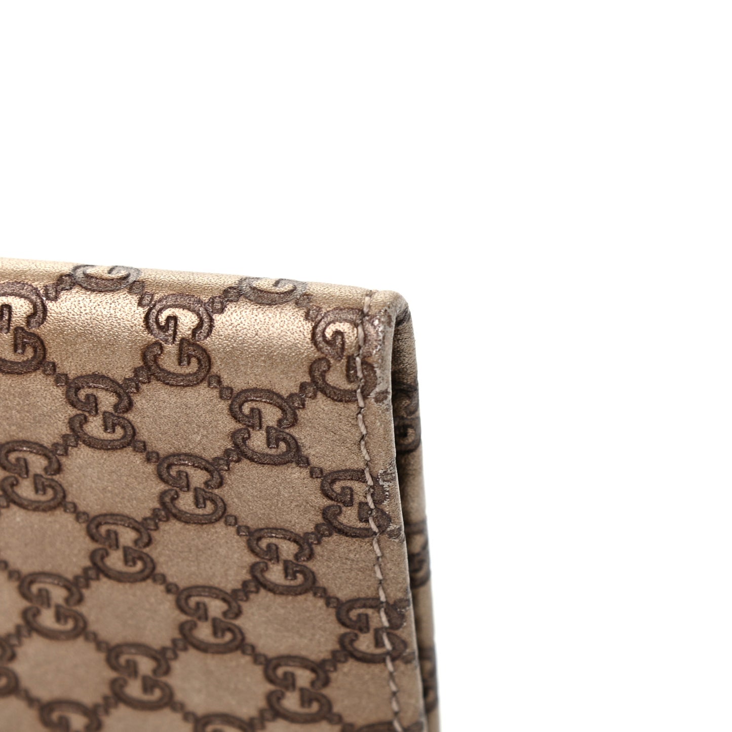 Metallic Guccissima Signature Passport Case Gold