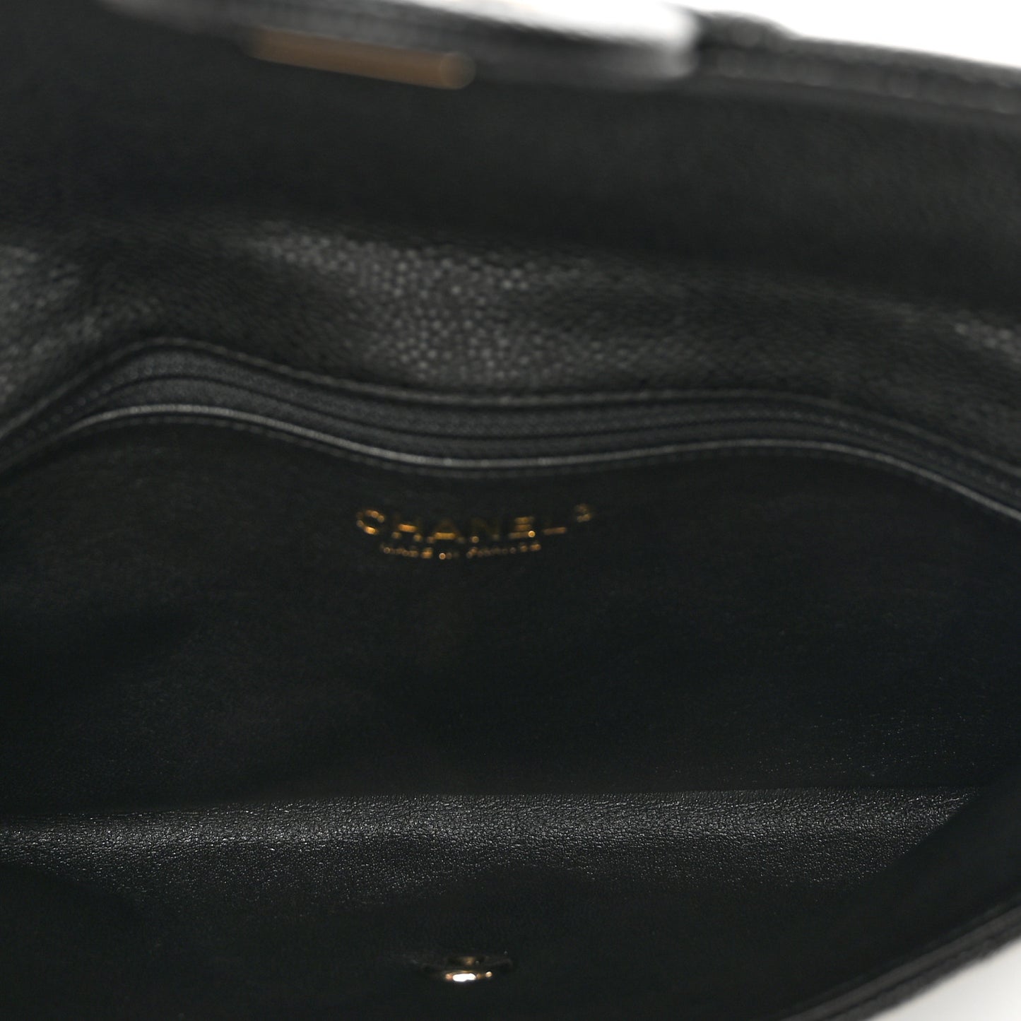 Caviar Quilted Flap Clutch Black