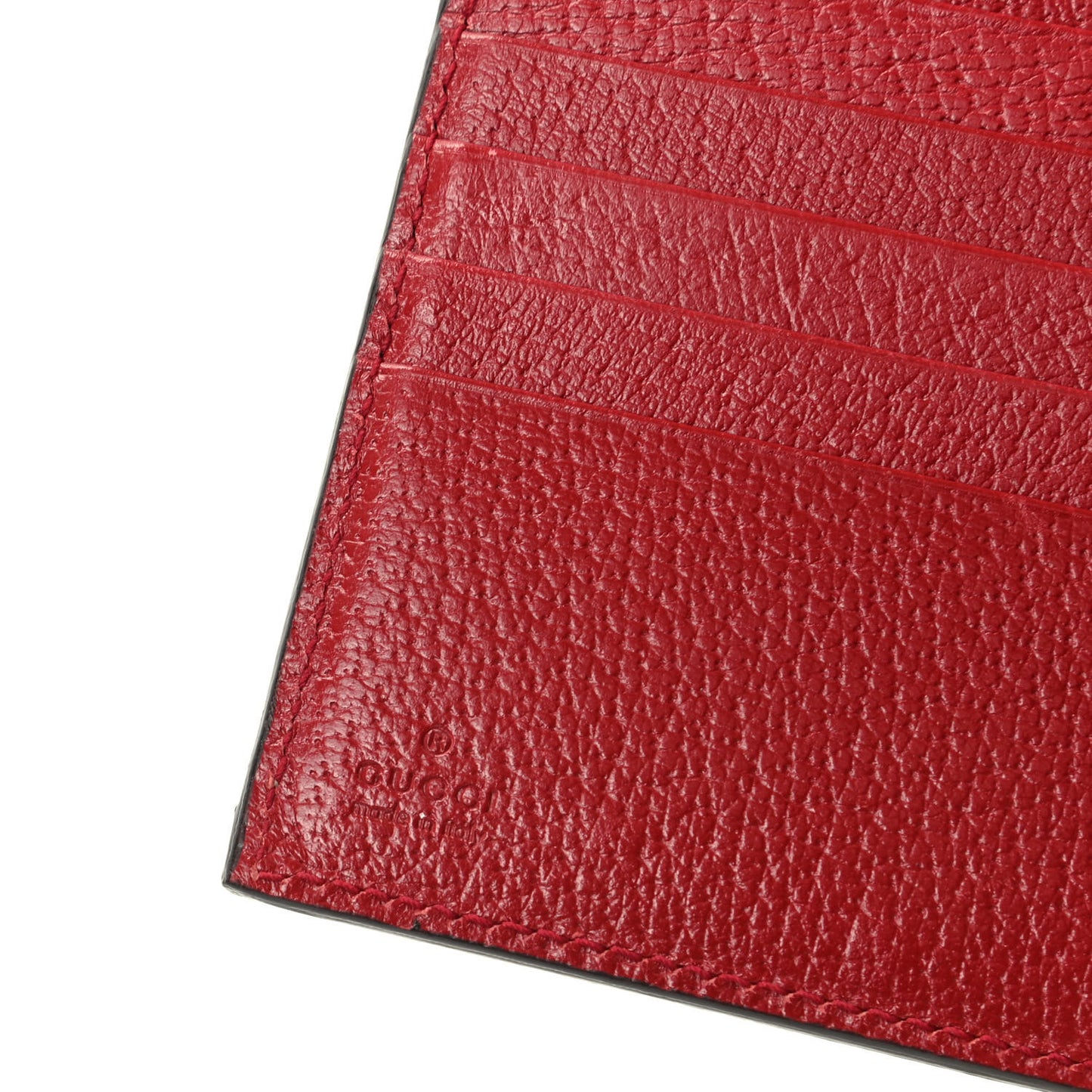 GG Supreme Monogram Tian French Flap Wallet Beige Multicolor Red