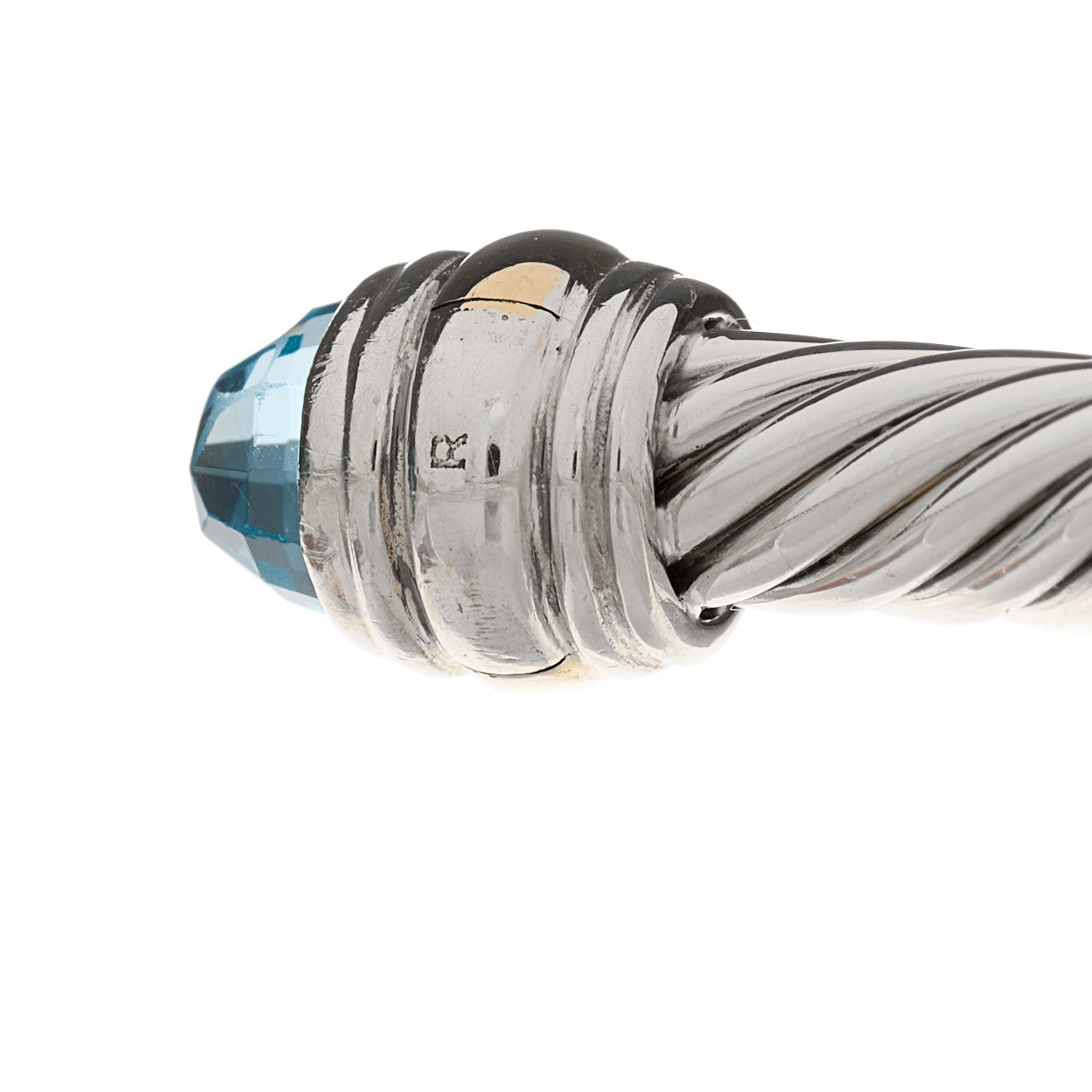Sterling Silver 14K Yellow Gold Blue Topaz 5mm Cable Classics Bracelet