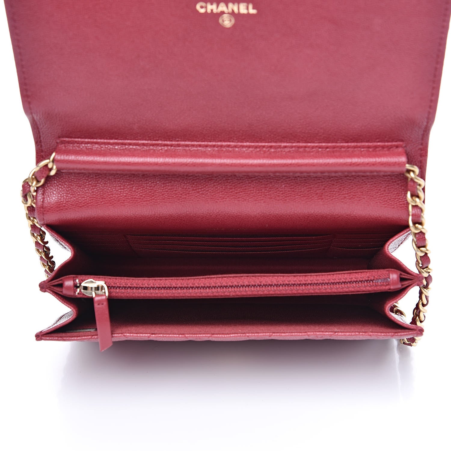 Chanel Caviar Quilted Boy Square Wallet on Chain WOC Burgundy 5 of 11