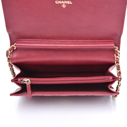 Chanel Caviar Quilted Boy Square Wallet on Chain WOC Burgundy 5 of 11