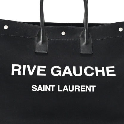 Saint Laurent Linen Calfskin Rive Gauche Tote Black 8 of 13