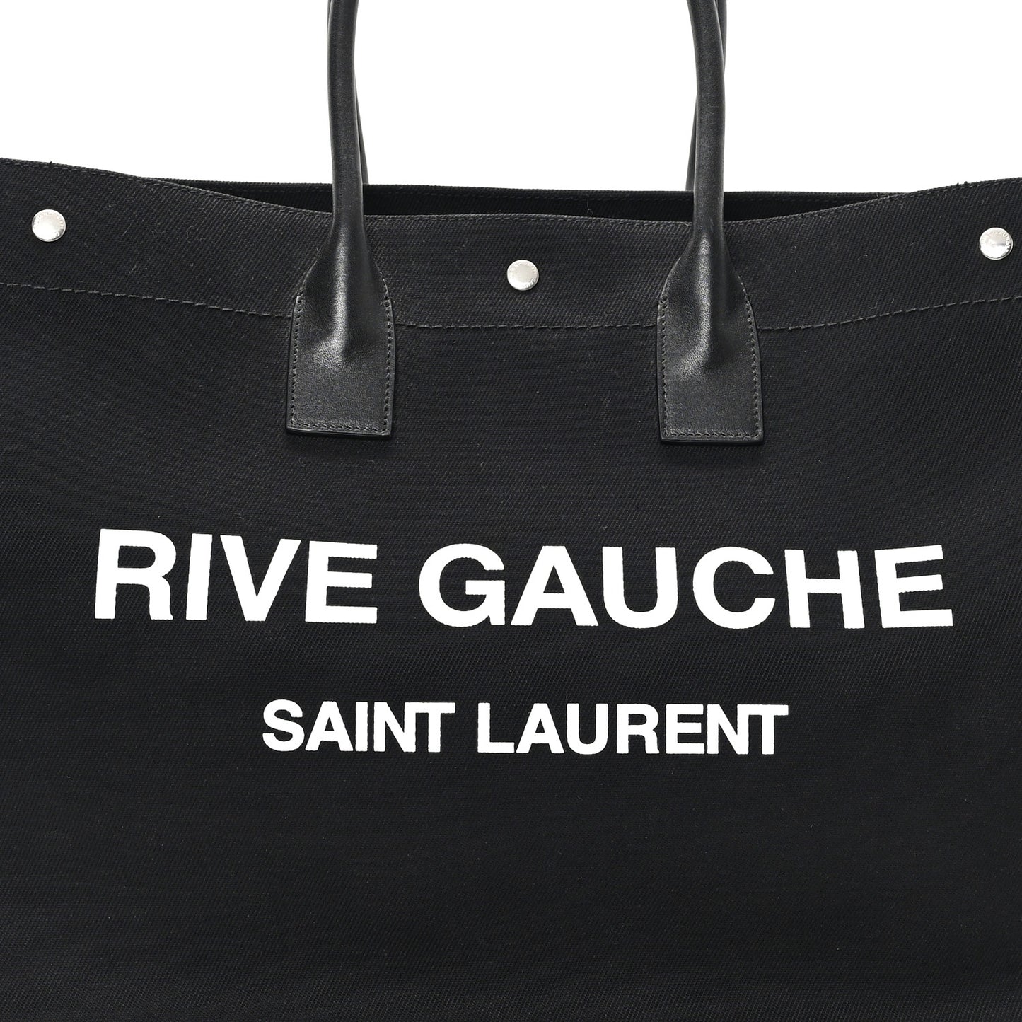 Linen Calfskin Rive Gauche Tote Black