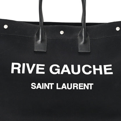 Saint Laurent Linen Calfskin Rive Gauche Tote Black 8 of 13