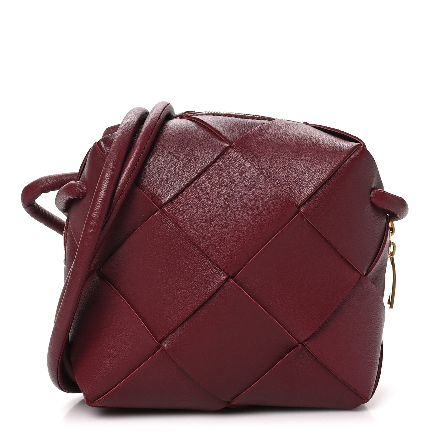 Bottega Veneta Lambskin Maxi Intrecciato Mini Cassette Camera Bag Bordeaux 1 of 9