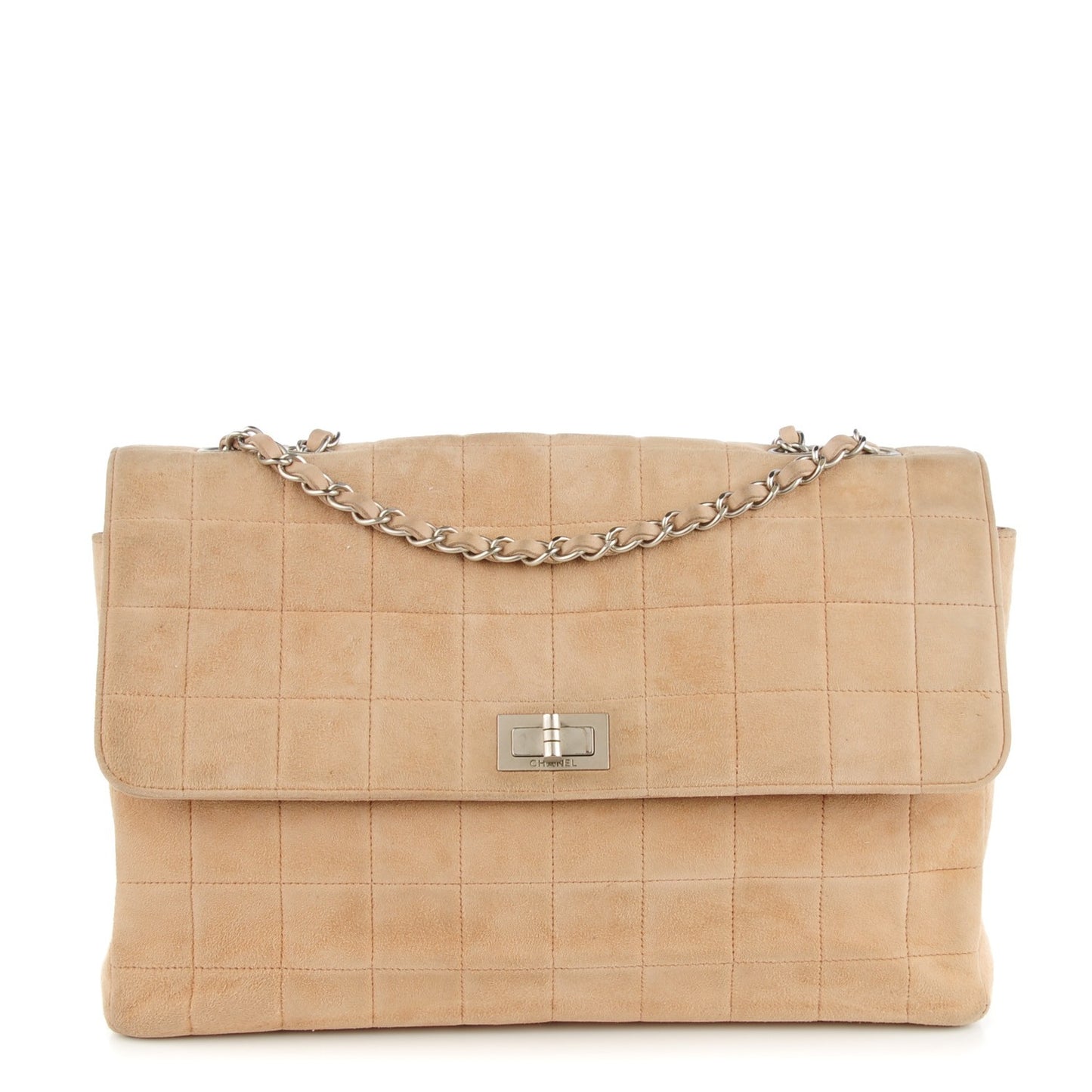 Suede Square Quilted Mademoiselle Flap Beige