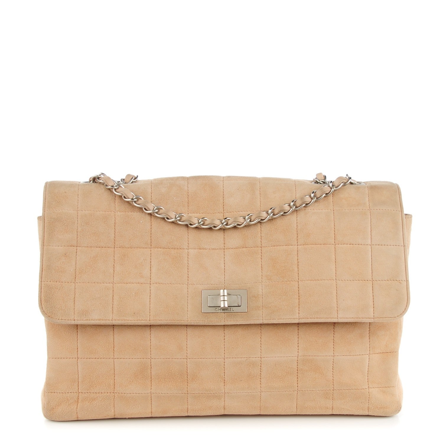 Chanel Suede Square Quilted Mademoiselle Flap Beige 1 of 7